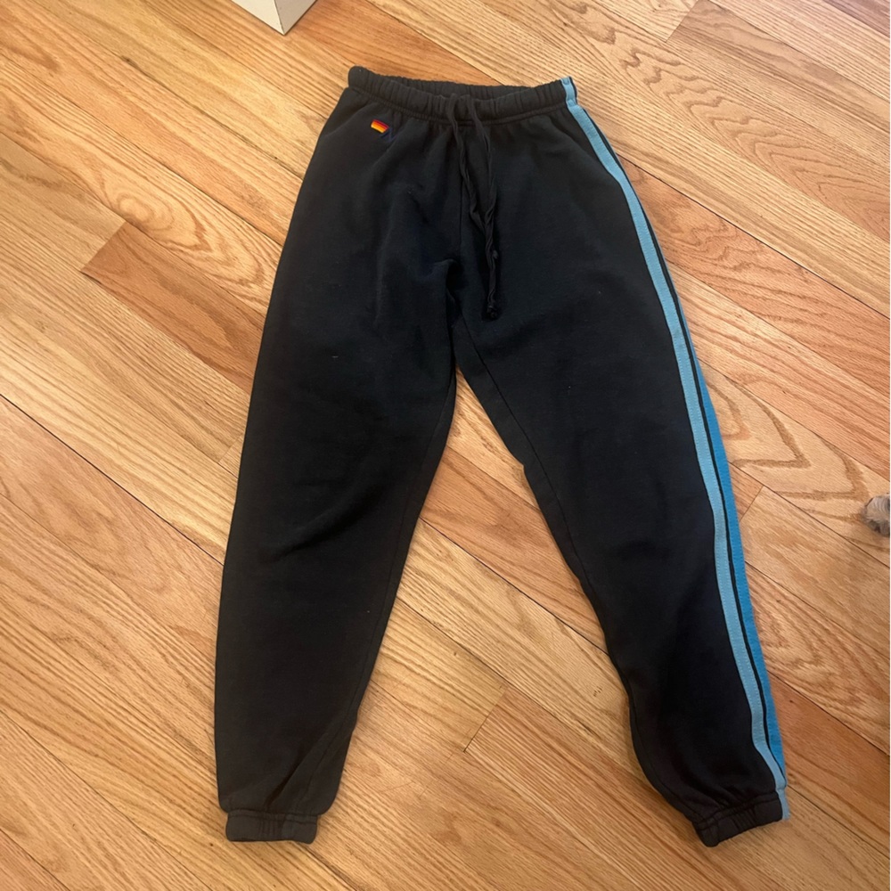 Aviator Nation Blue striped Charcoal sweatpants Xs
